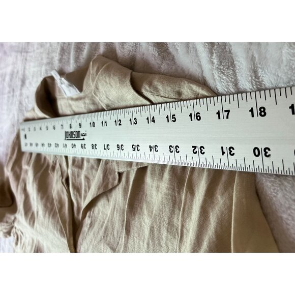 Sigrid Olsen Womens Beige Linen Button-Down Tunic Shirt Dress Small Long Sleeve - Picture 4 of 8